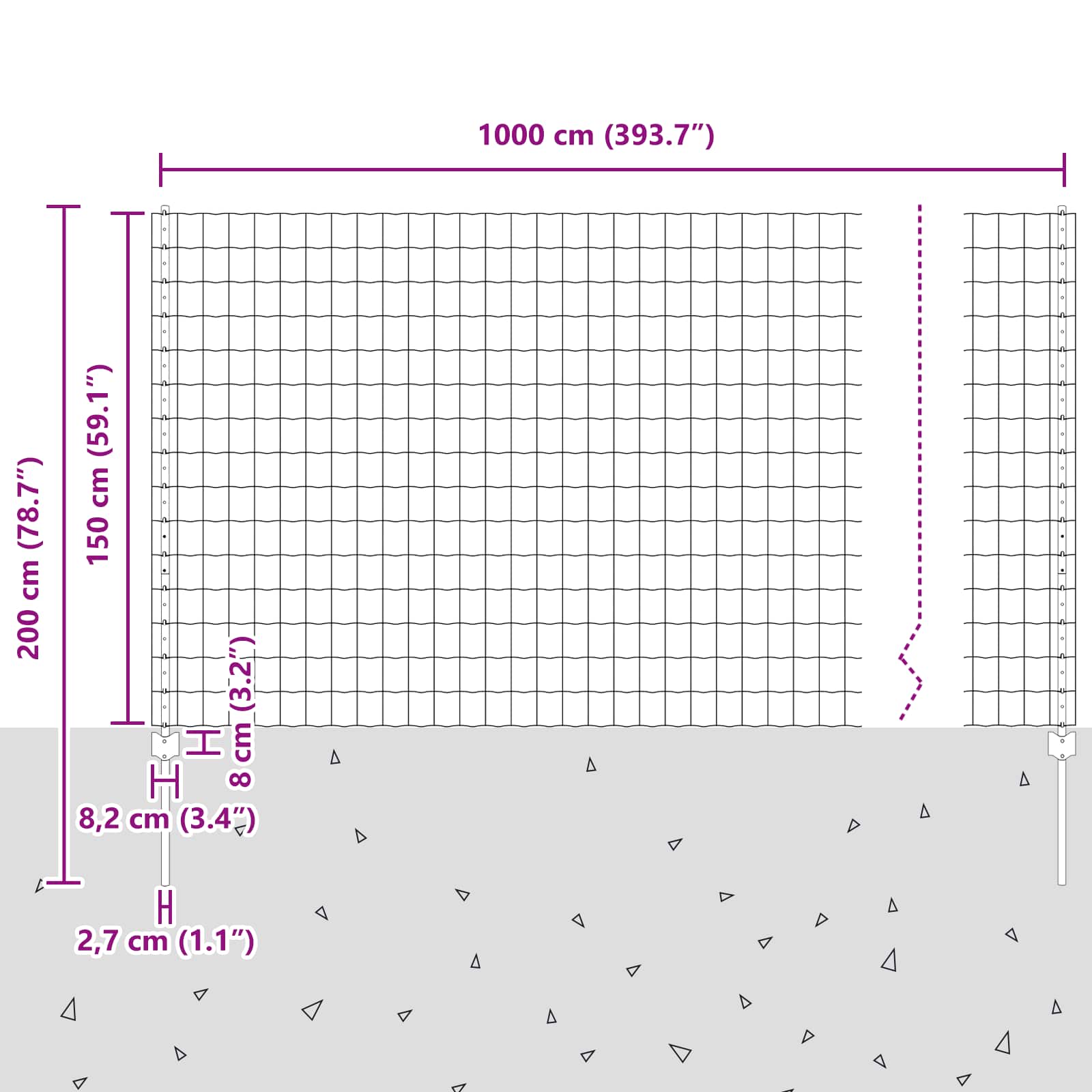 Aed koos postidega Hõbedane 1.5 x 10 m Teras - Image 3