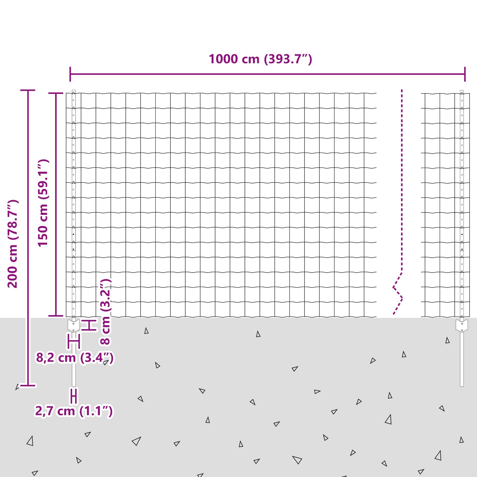 Aed koos postidega Hõbedane 1.5 x 10 m Teras - Image 3