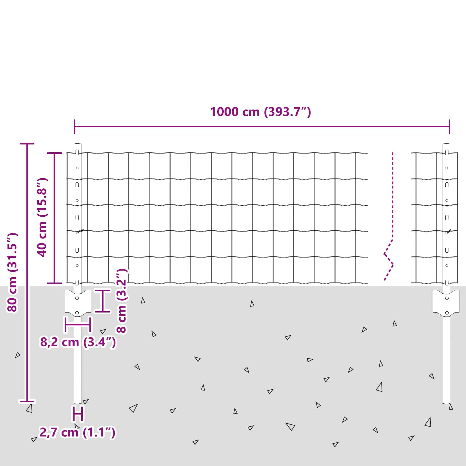 Aed koos postidega Hõbedane 0.4 x 10 m Teras - Image 3