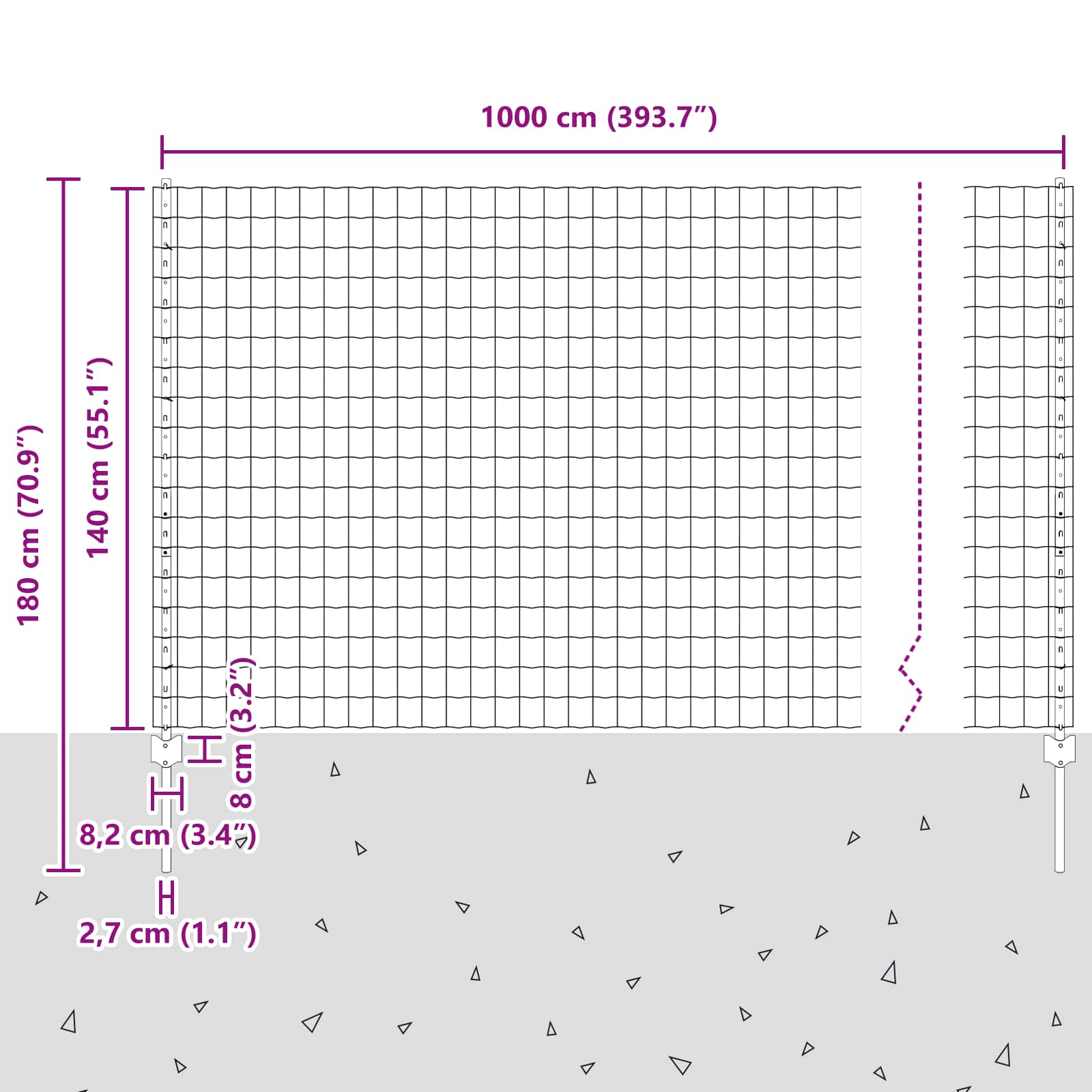 Aed koos postidega Hõbedane 1.4 x 10 m Teras - Image 3