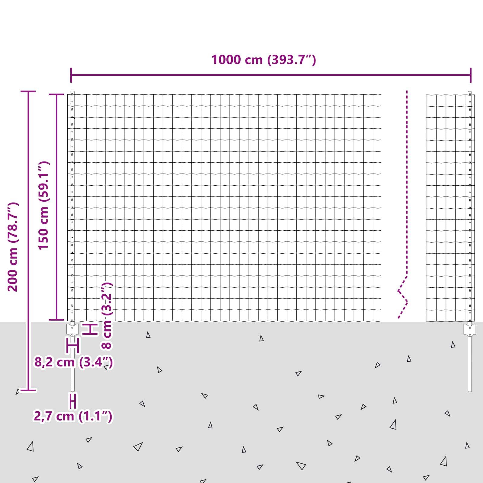 Aed koos postidega Hõbedane 1.5 x 10 m Teras - Image 3
