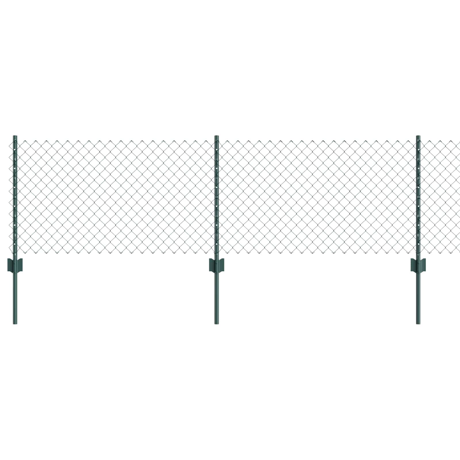 Kædehegn med 10 U-poster Grøn 0.6x10 m Stål