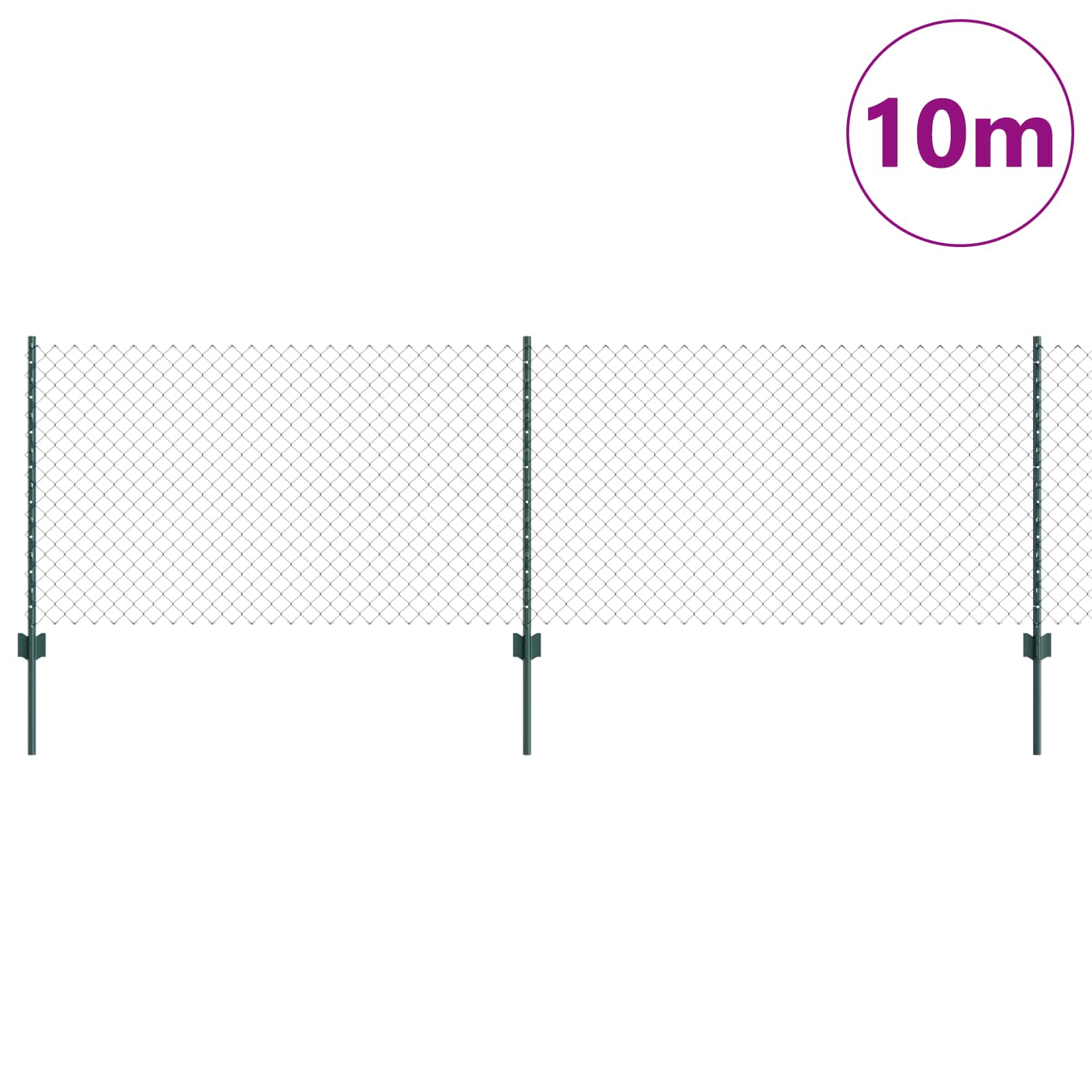Thumbnail - vidaXL Zaun mit Pfosten Grün 0,8 x 10 m Stahl und PVC