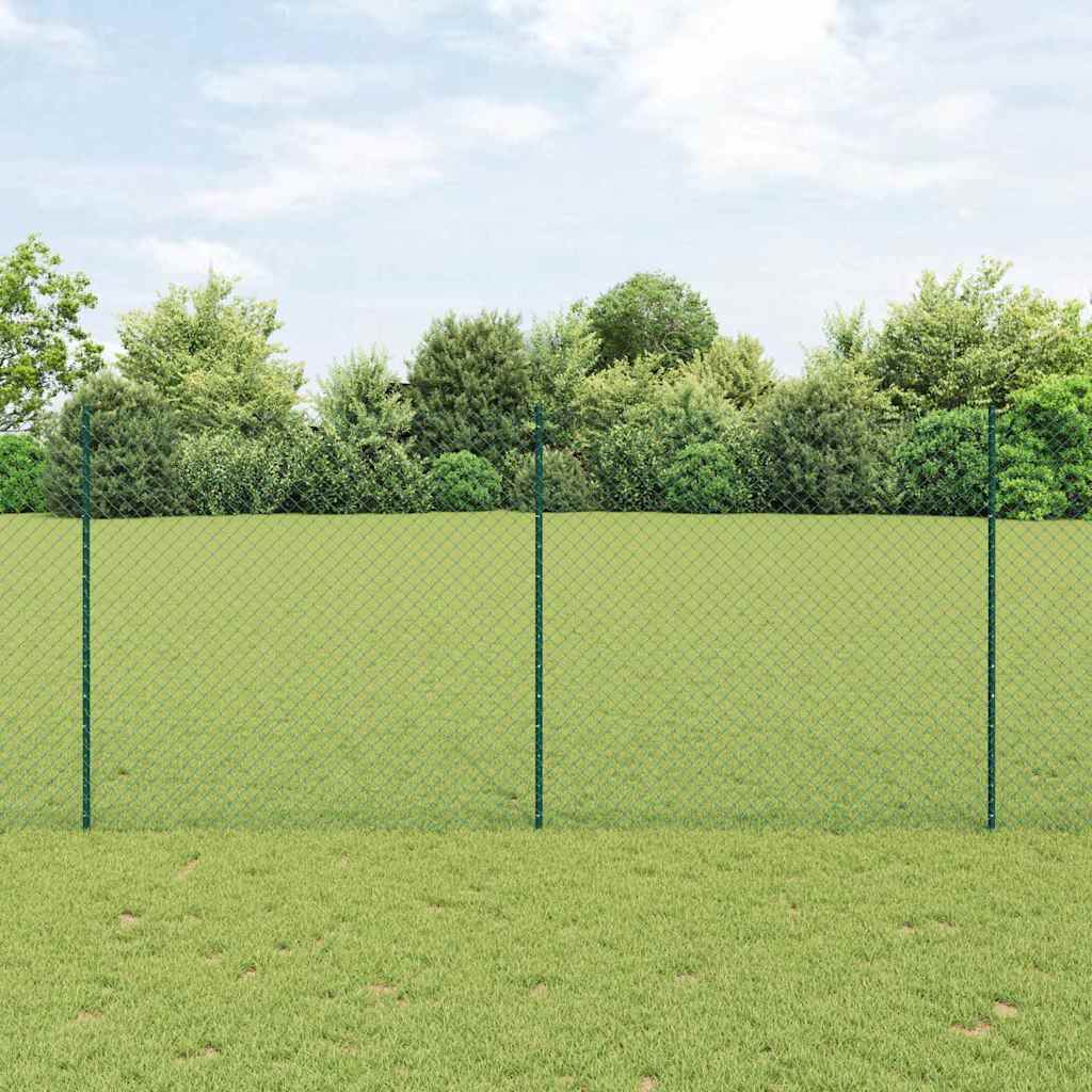Kædehegn med 10 U-poster Grøn 1,4x10 m Stål