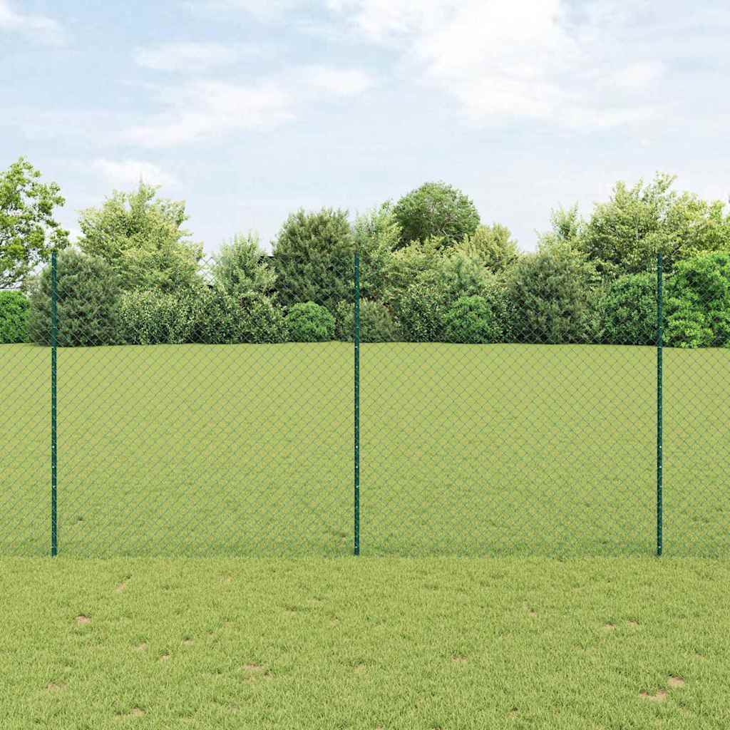 Kædehegn med 10 U-poster Grøn 1.6x10 m Stål