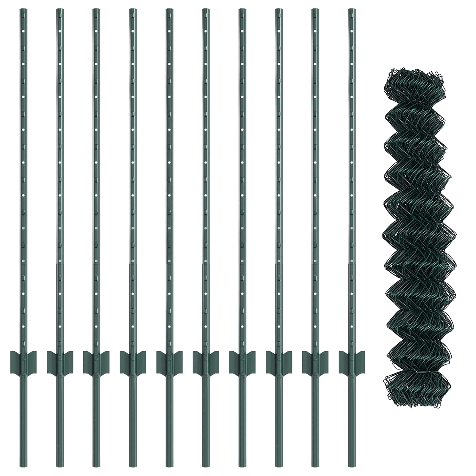 vidaXL Maschendrahtzaun mit Pfosten 10 x 1 m PVC-beschichteter Stahl – Bild 6