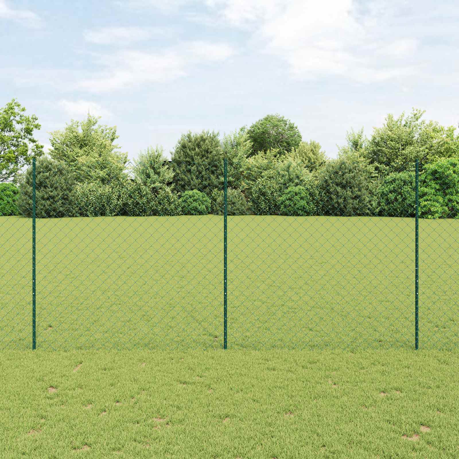 vidaXL Zaun mit Pfosten Grün 1,5 x 10 m Stahl und PVC