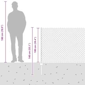 Plot s řetězovým odkazem a sloupkem 25 x 1 m Ocel potažená PVC - obrázek 7