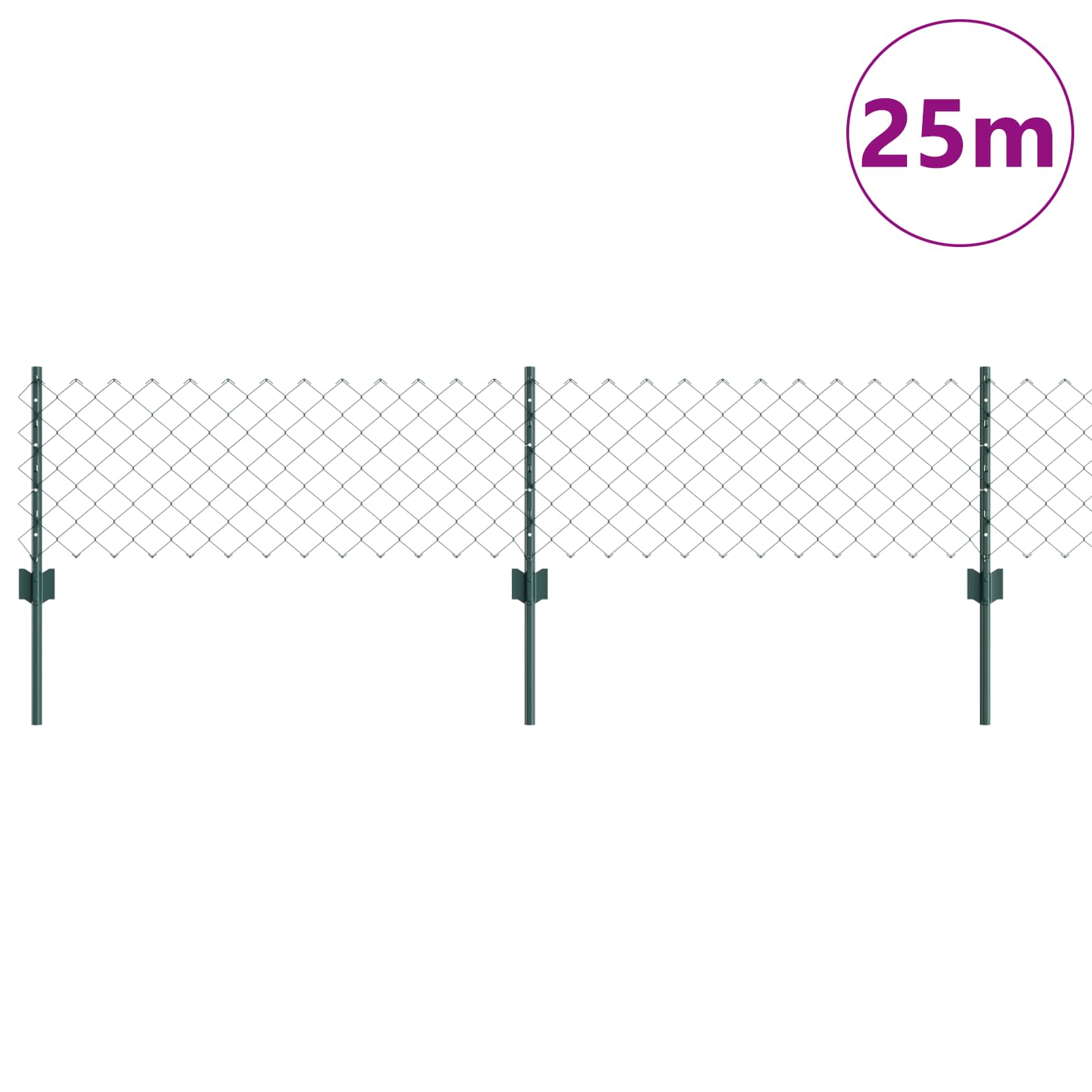 Thumbnail - vidaXL Zaun mit Pfosten Grün 0,4 x 25 m Stahl und PVC