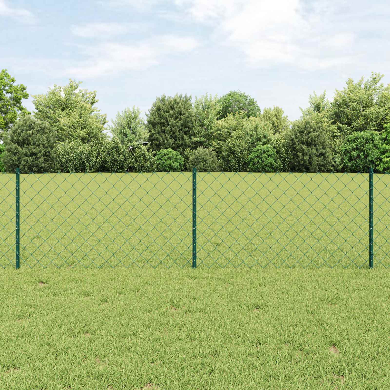 vidaXL Zaun mit Pfosten Grün 0,6 x 25 m Stahl und PVC