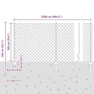 Venkovní Řetězový Plot s Příčkou 25 x 1 m Žárově zinkovaná ocel - obrázek 12