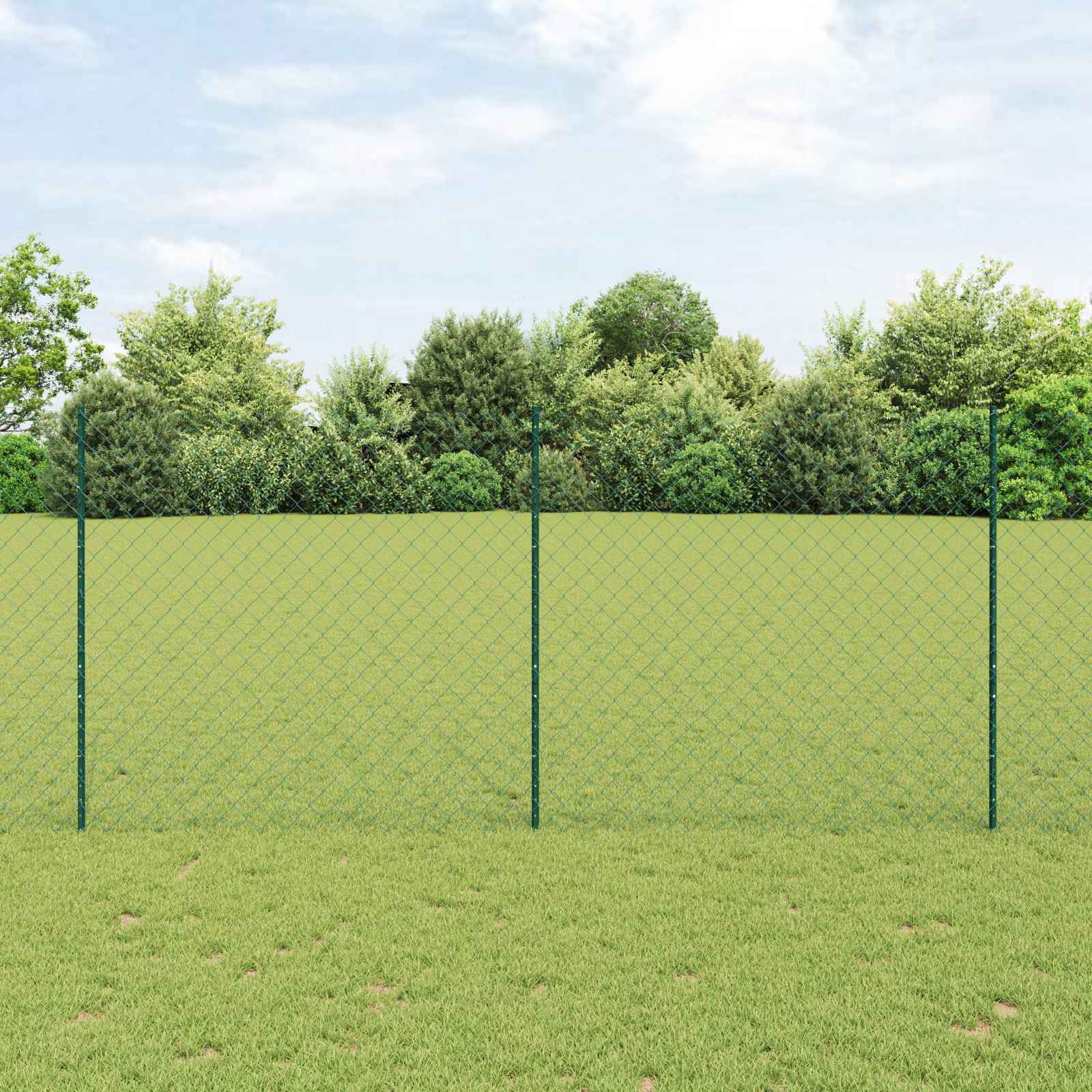 Valla con Poste Verde 1,4 x 25 m Acero y PVC