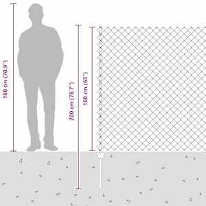 Plot s řetězovým odkazem a sloupkem 10 x 1,6 m Šedá Síťovina - obrázek 6