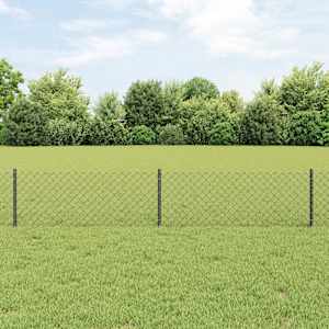 Plot s sloupkem Šedá 0,4 x 25 m Ocel a PVC - obrázek 1