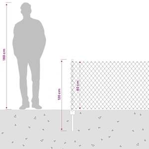 Plot s řetězovým odkazem a sloupkem 25 x 0,8 m Šedá Síťovina - obrázek 9