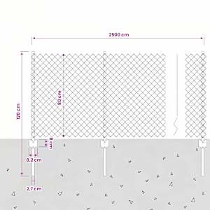 Plot s řetězovým odkazem a sloupkem 25 x 0,8 m Šedá Síťovina - obrázek 8