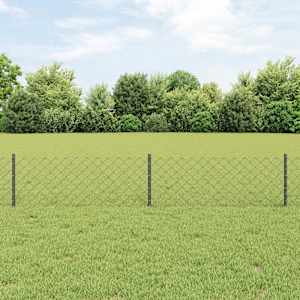 Plot s sloupkem Šedá 0,4 x 25 m Ocel a PVC - obrázek 1