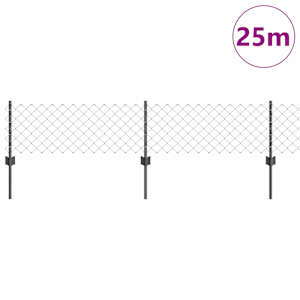 Plot s sloupkem Šedá 0,4 x 25 m Ocel a PVC - obrázek 3