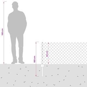 Plot s řetězovým odkazem a sloupkem 25 x 0,6 m Šedá Síťovina - obrázek 9
