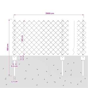 Plot s řetězovým odkazem a sloupkem 25 x 0,6 m Šedá Síťovina - obrázek 8