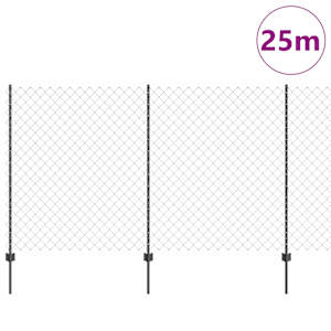 Sítový plot s příčkou 25 x 1,4 m (Š x V) Ocel potažená PVC Šedá - obrázek 3