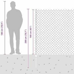Venkovní Řetězový Plot s Příčkou 25 x 1,6 m Ocel potažená PVC - obrázek 7