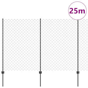 Venkovní Řetězový Plot s Příčkou 25 x 1,6 m Ocel potažená PVC - obrázek 3