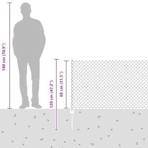Venkovní Řetězový Plot s Příčkou 10 x 0,8 m Stříbrná Síťovina - obrázek 13
