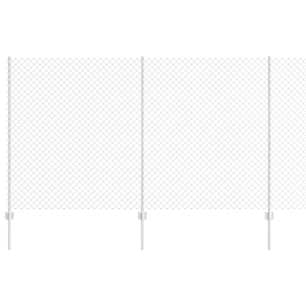 vidaXL lánc link kerítés 20 U oszloppal ezüst 1.4x10 m acél