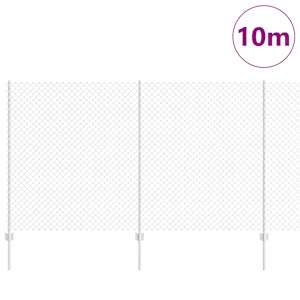 Venkovní Řetězový Plot s Příčkou 10 x 1,4 m Stříbrná Síťovina - obrázek 3
