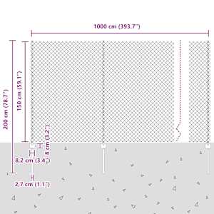 Sítový plot s příčkou 10 x 1,5 m (Š x V) Žárově zinkovaná ocel - obrázek 12