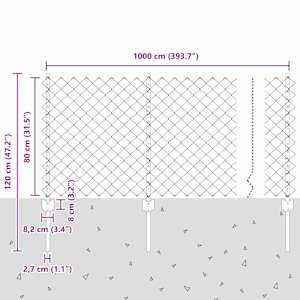 Venkovní Řetězový Plot s Příčkou 10 x 0,8 m Stříbrná Síťovina - obrázek 11