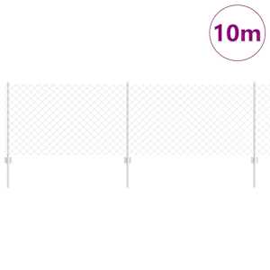 Venkovní Řetězový Plot s Příčkou 10 x 0,8 m Stříbrná Síťovina - obrázek 3