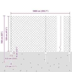 Sítový plot s příčkou 10 x 1,2 m (Š x V) Žárově zinkovaná ocel - obrázek 12