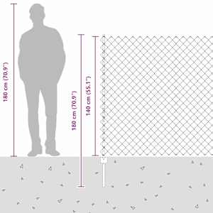 Venkovní Řetězový Plot s Příčkou 10 x 1,4 m Stříbrná Síťovina - obrázek 14
