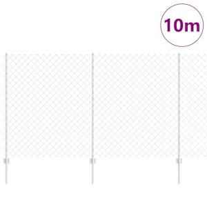 Venkovní Řetězový Plot s Příčkou 10 x 1,4 m Stříbrná Síťovina - obrázek 3