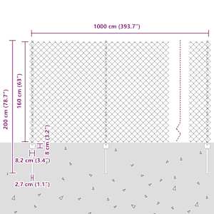 Sítový plot s příčkou 10 x 1,6 m (Š x V) Žárově zinkovaná ocel - obrázek 12