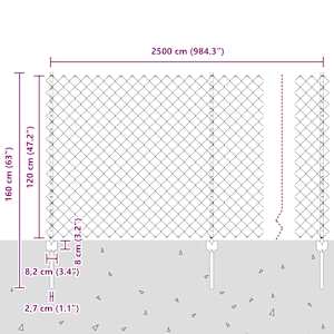 Sítový plot s příčkou 25 x 1,2 m (Š x V) Žárově zinkovaná ocel - obrázek 12