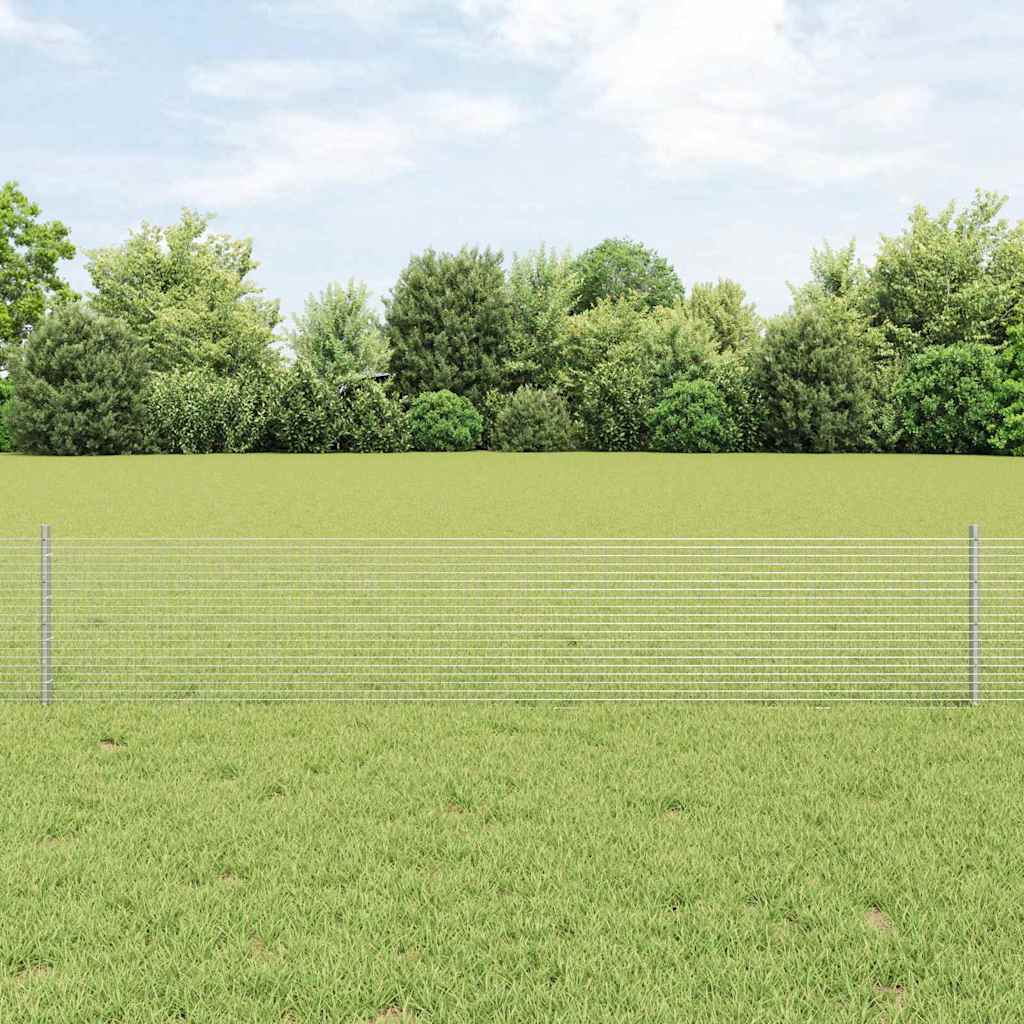 svejset trådhegn med 5 U-poster sølv 0.4x10 m stål