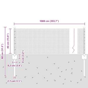 Venkovní svářečský drátěný plot s sloupky 10 x 0,4 m Stříbrná - obrázek 11