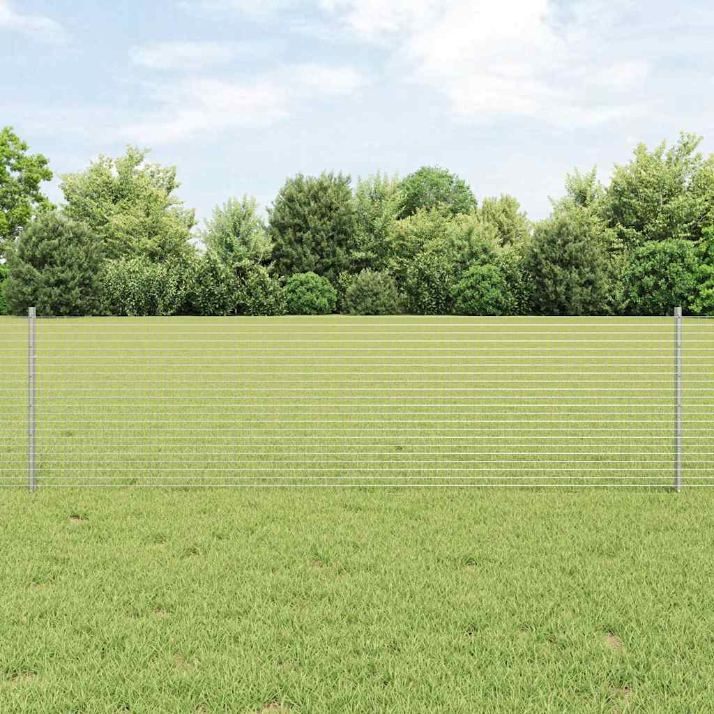 svejset trådgitter med 5 U-poster sølv 0.6x10 m stål