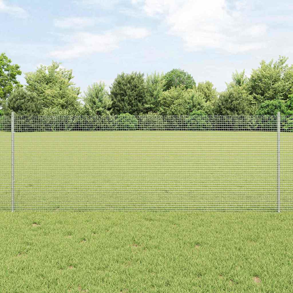 Svejset Trådhegn med 5 U Poster Sølv 0.8x10 m Stål