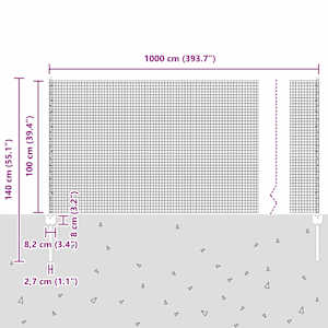 Venkovní svářečský drátěný plot s sloupky 10 x 1 m Stříbrná - obrázek 12