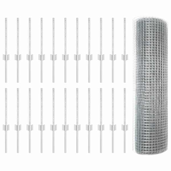 vidaXL Keevitatud traadi aed posti j&auml;rgi 50 x 0,4 m Tsingitud teras