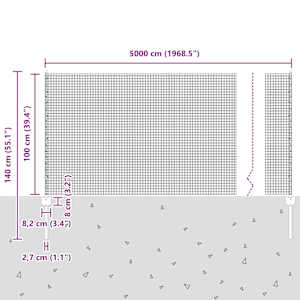 Venkovní svářečský drátěný plot s sloupky 50 x 1 m Stříbrná - obrázek 12