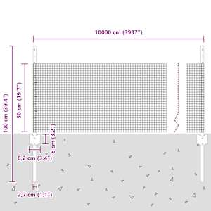 Venkovní svářečský drátěný plot s sloupky 100 x 0,5 m Stříbrná - obrázek 11