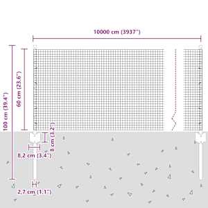 Venkovní svářečský drátěný plot s sloupky 100 x 0,6 m Stříbrná - obrázek 11