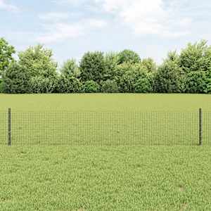 Plot s sloupkem Šedá 0,4 x 25 m Ocel a PVC - obrázek 1