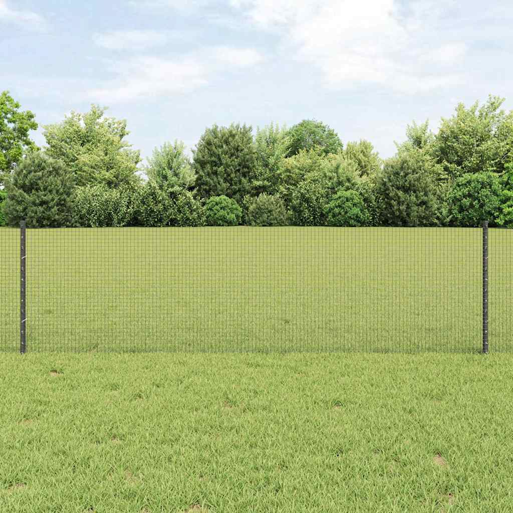 Svejset trådfence med 11 U-poster Grå 0.6x25 m Stål