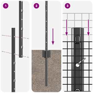 Venkovní svářečský drátěný plot s sloupky 25 x 1,6 m Šedá - obrázek 11